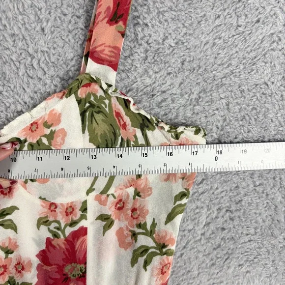 Reformation Christine Dress Etienne Pink Floral Size 12 White Ruffle Sweetheart - Picture 4 of 8